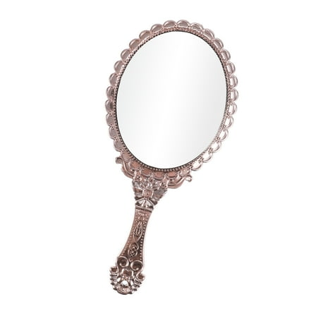 Vocoste Hand Mirror with Handle Vintage Hand Held Mirror Travel Portable Mirror 9.8" L x 4.5" W Rose Gold Tone