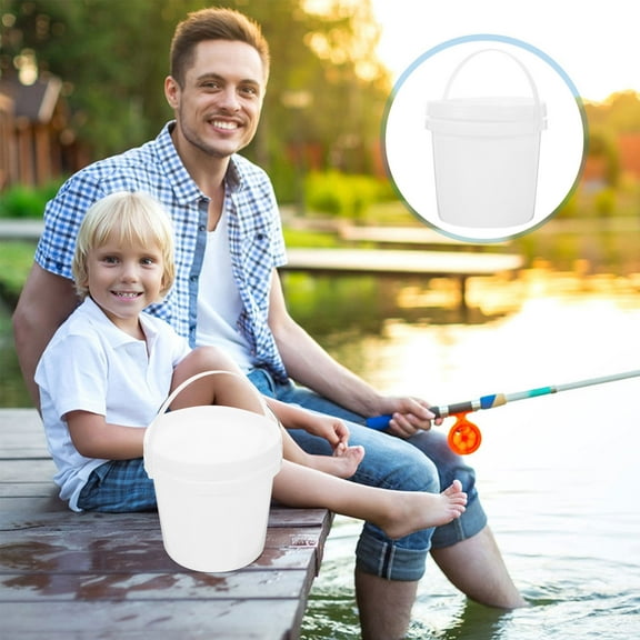 Topbathy 5Pcs White Plastic Buckets with Lid and Handle Portable Multipurpose Water Storage Buckets for Home