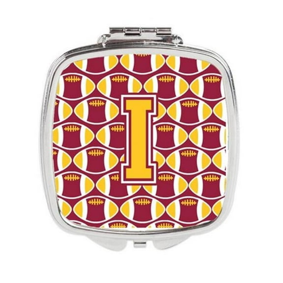 Carolines Treasures Letter I Football Maroon & Gold Compact Mirror