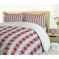 thumbnail image 5 of Ambesonne Abstract Duvet Cover Sets, Overlapping Retro Shapes, 2-King, Pale Grey Red, 5 of 7