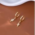 thumbnail image 5 of Solid 925 Sterling Silver Lightning Bolt Drop Hoop Earrings for Women Teens CZ Lightning Bolt Hoop Earrings Huggie, 5 of 14