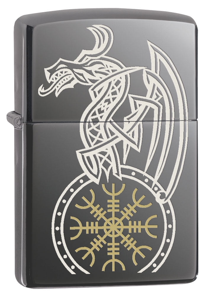 Zippo Lighter Viking Dragon Black Ice 80625