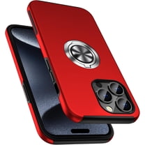 Entronix Case Designed for Apple iPhone 15 Pro Heavy Duty Case with Built-in Kickstand, Dual Layer Protection with Rotating Holder Ring, Sturdy Case for Apple iPhone 15 Pro, Red