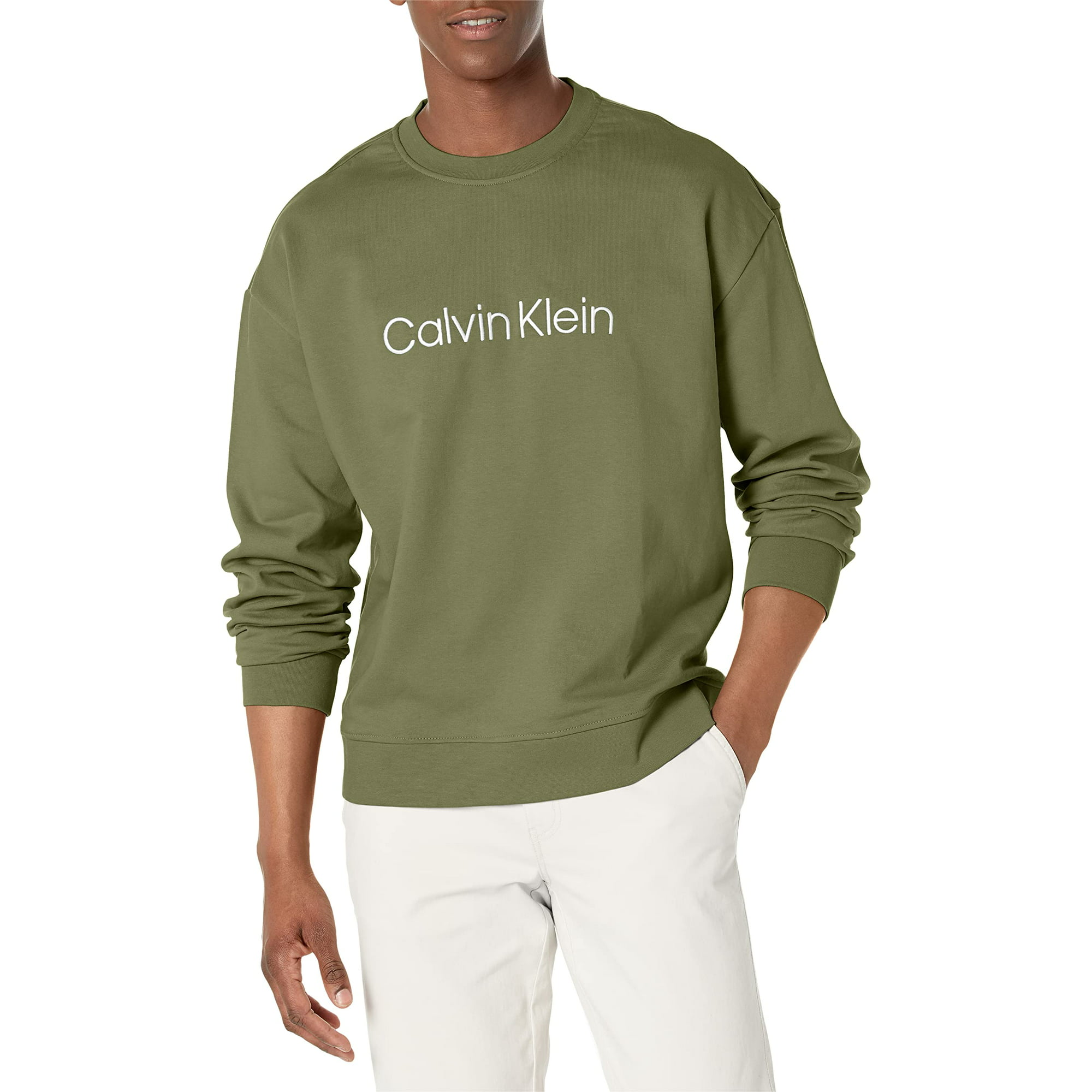 Calvin Klein Men's Relaxed Fit Logo French Terry Crewneck Sweatshirt, Jolly  Green Bea, Medium | Walmart Canada