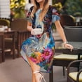 thumbnail image 3 of Lsque Oil Painting Sunflower Puppy Print Women's Casual Dress T-Shirt Summer Short Sleeve Scoop Neck Swing Dresses, 3 of 6