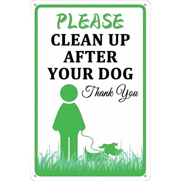 Vintage Retro Funny Please Clean Up After Your Dog Tin Sign - 8"x12", Wall Decor for Garden, Home, Farm, Yard, Front Door, Outdoor/Indoor, Street