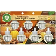 Air Wick Plug in Scented Oil Refill, 7ct, Pumpkin + Brown Sugar Mixed Pack, Fall Scent, Essential Oils, Air Freshener