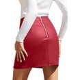 thumbnail image 2 of Womens Fuax Leather Skirt High Waisted Bodycon Pencil Mini Skirts with Shorts, 2 of 13