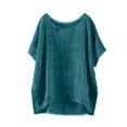 thumbnail image 4 of Women's Short Sleeve T-shirt Women'S Summer Short Sleeve Solid Casual Loose Linen Top,Blue Women's Short sleeve T-shirt XXXXXL, 4 of 5