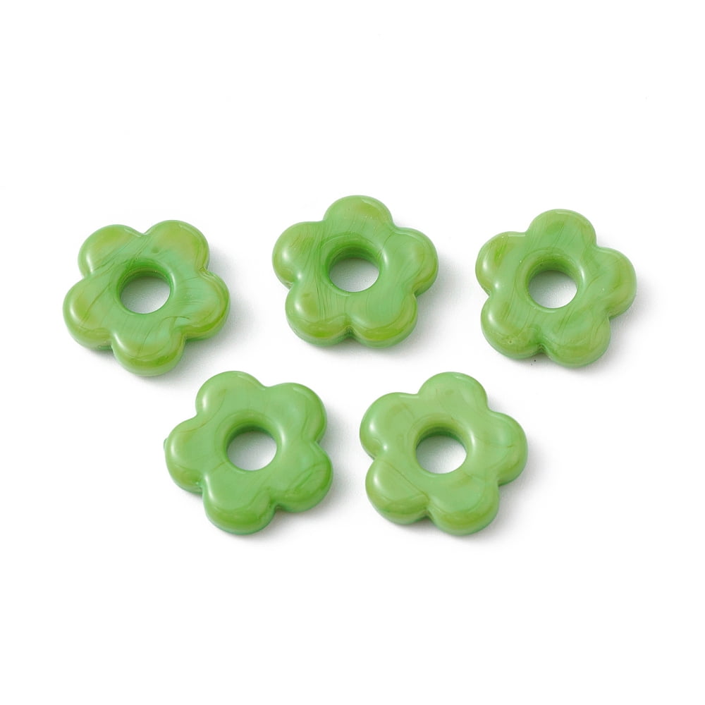 Handmade Lampwork European Beads Large Hole Beads Flower Mixed Color 15~16x4~6mm Hole: 4.8mm