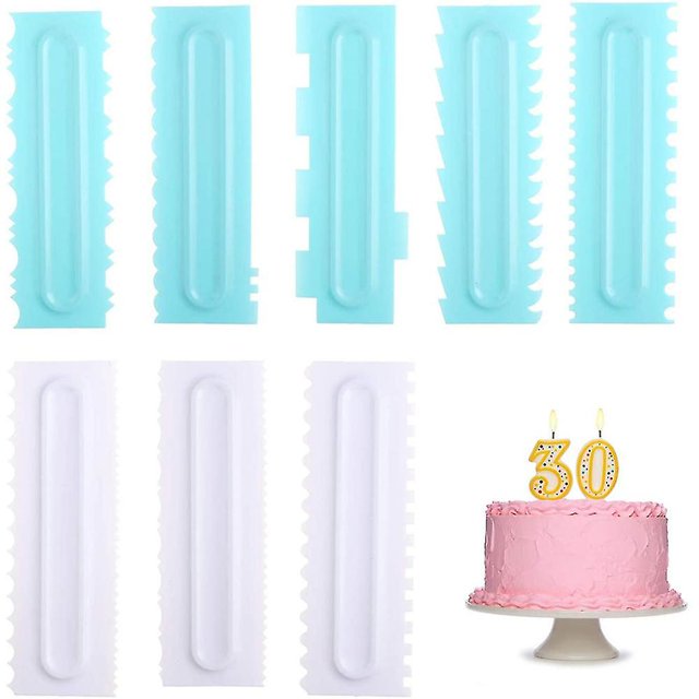 Juego de raspador de pastel de diente de sierra de 8 piezas, bordes de estilo múltiple para pastel LingWen 9024735492948