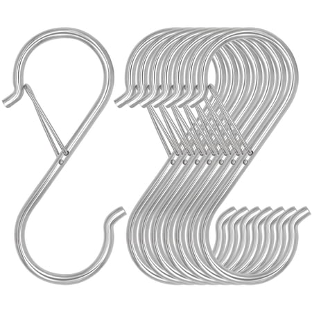 S Hooks for Hanging 3.5 inch Heavy Duty Metal S Hooks with Safety Buckle S Shaped Hooks Pot Rack Closet Hooks