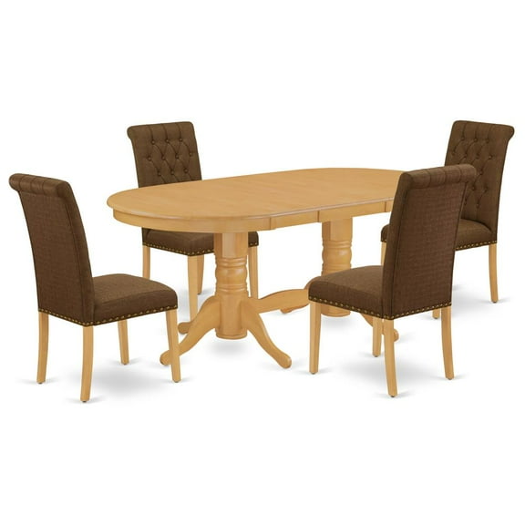 East West Furniture Vancouver 5-piece Wood Dining Set in Oak/Dark Coffee