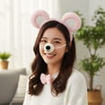 thumbnail image 5 of Yvsxxv 1Set Pink Bear Ear Nose Tail Bow Tie Headband Party Accessories, 5 of 7