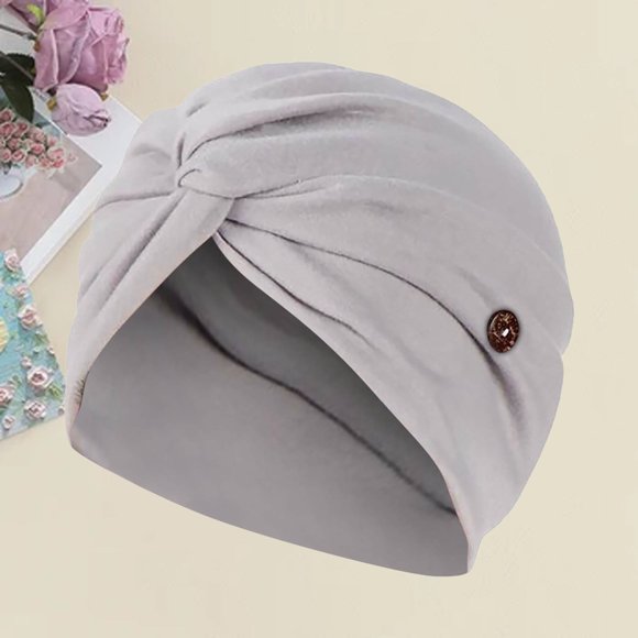 Gray Headband for Women Ladies' Fashion Solid Color Anti Lock Headcloth Hat Casual Baotou Hat