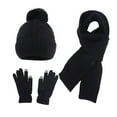 thumbnail image 2 of Elainilye Fashion Women's and Men's Knit Hat Scarf Gloves Set Thickened Hat Long Knit Scarf Touchscreen Gloves for Cold Weather,Black, 2 of 4