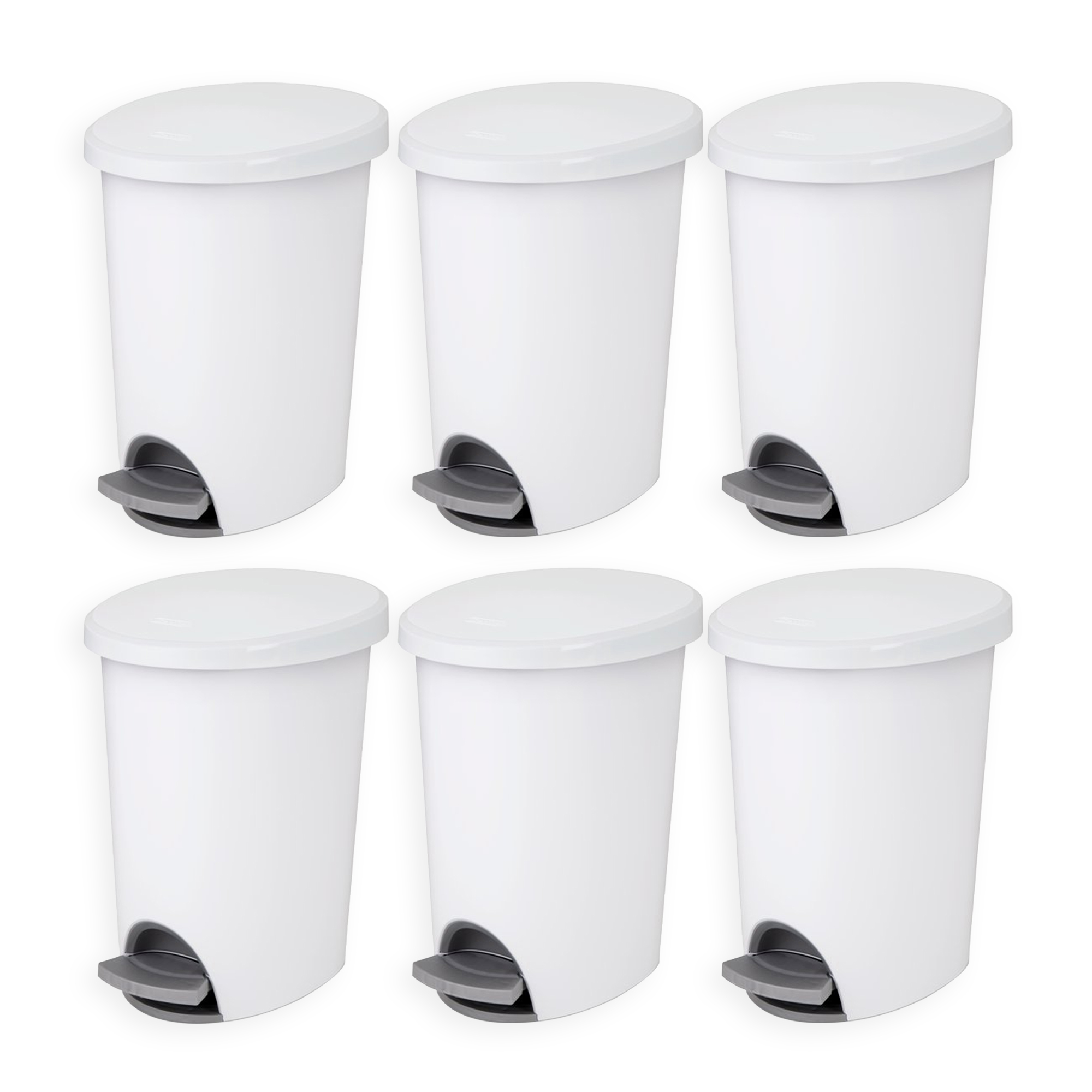 Sterilite 10818002 2.6 Gal Ultra StepOn Wastebasket with Lid & Base, 6