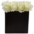 thumbnail image 1 of Nearly Natural 1510-WH Arrangement de Roses en Vase Noir&44; Blanc, 1 of 3