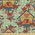 thumbnail image 2 of Ambesonne Birdhouse Fabric by the Yard Upholstery, Flying Animal Nest Hearts, 5 Yards, Pale Teal and Multicolor, 2 of 5