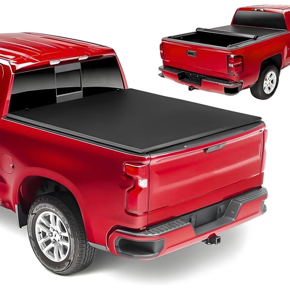 HOUGEET Soft Roll Up 8FT Truck Bed Cover Compatible with 2007-2025 Chevy Silverado/GMC Sierra 2500HD 3500HD Tonneau Cover