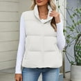 thumbnail image 6 of JGGSPWM Women Fashion Puffer Vest Sleeveless Cropped Outerwear Warm Winter Lightweight Coat Stand Up Collar Down Jackets With Pockets White M, 6 of 6