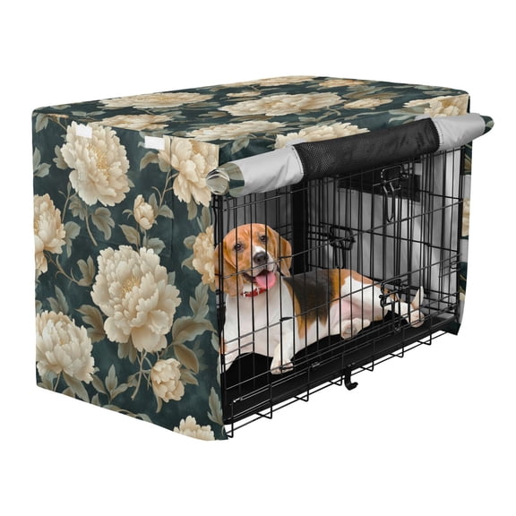 Qxltty Yellowish Peony Crate Cover Durable Oxford Cloth Pet Kennel Sunshade Universal Fit for 35in Wire Cage