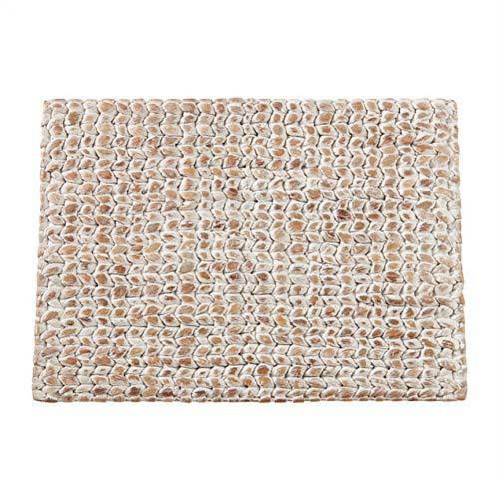 Fennco Styles Natural Woven Water Hyacinth Rectangular Placemats - Set of 4 (White)
