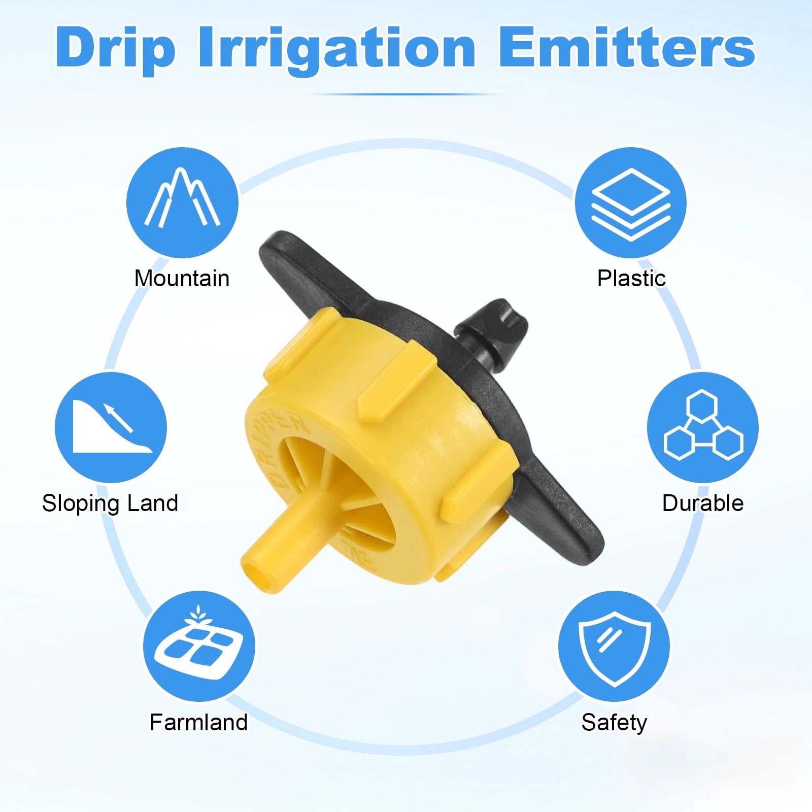 Uxcell 100-Pack Drip Irrigation Emitters, 0.5 GPH Plastic Irrigation Drippers for Garden Lawn Drip Irrigation System [Yellow]