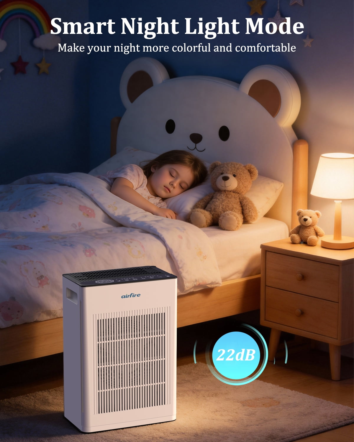 AIRFIRE Air Purifier for Pets Large Room Up to 1475 Sq.Ft, HEPA H14 Filter for Pet Hair Dander Odor, Quiet Sleep Mode 22dB, Air Cleaner for Home Bedroom Pet Area, AP309