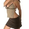 thumbnail image 2 of xiaxaixu Camisole pour Femmes, Bretelles Spaghetti Col en V Dos Nu Patchwork Hauts d'Été pour Fête Club, 2 of 9