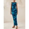 thumbnail image 4 of Vestido largo MASCOMODA para mujer con estampado floral de verano, 4 of 5