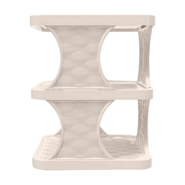 Zapatero de plástico sencillo de 3 niveles, organizador de zapatos para la entrada del hogar, ideal para dormitorios y apartamentos de alquiler. Diseño compacto con hebilla de conexión. Fácil montaje
