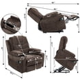 thumbnail image 5 of HSUNNS Lift Recliner Chair, Chenille Lift Recliners with Flip Armrest, Side Pockets and Cup Holder for Elderly, Power Sofa Chair with Remote Control for Living Room and Home Theater, Brown, 5 of 9