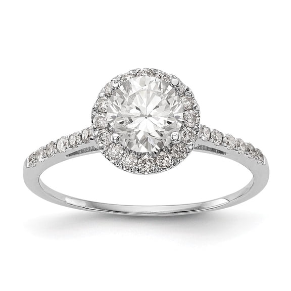 14K White Gold Ring Band Diamond, Lab Grown Round Halo Engagement Diamond SI1 SI2, G H I,