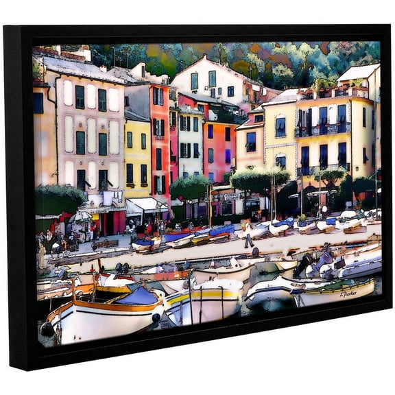 ArtWall Linda Parker "Italy: Sunny Portofino" Gallery-wrapped Floater-framed Canvas