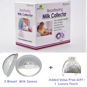 BIOSOMA Breastfeeding Milk Collector. Breastmilk Saver Nursing Cups, Safe Breast Shells. 2 ct + 1 Luxury Pouch Bonus