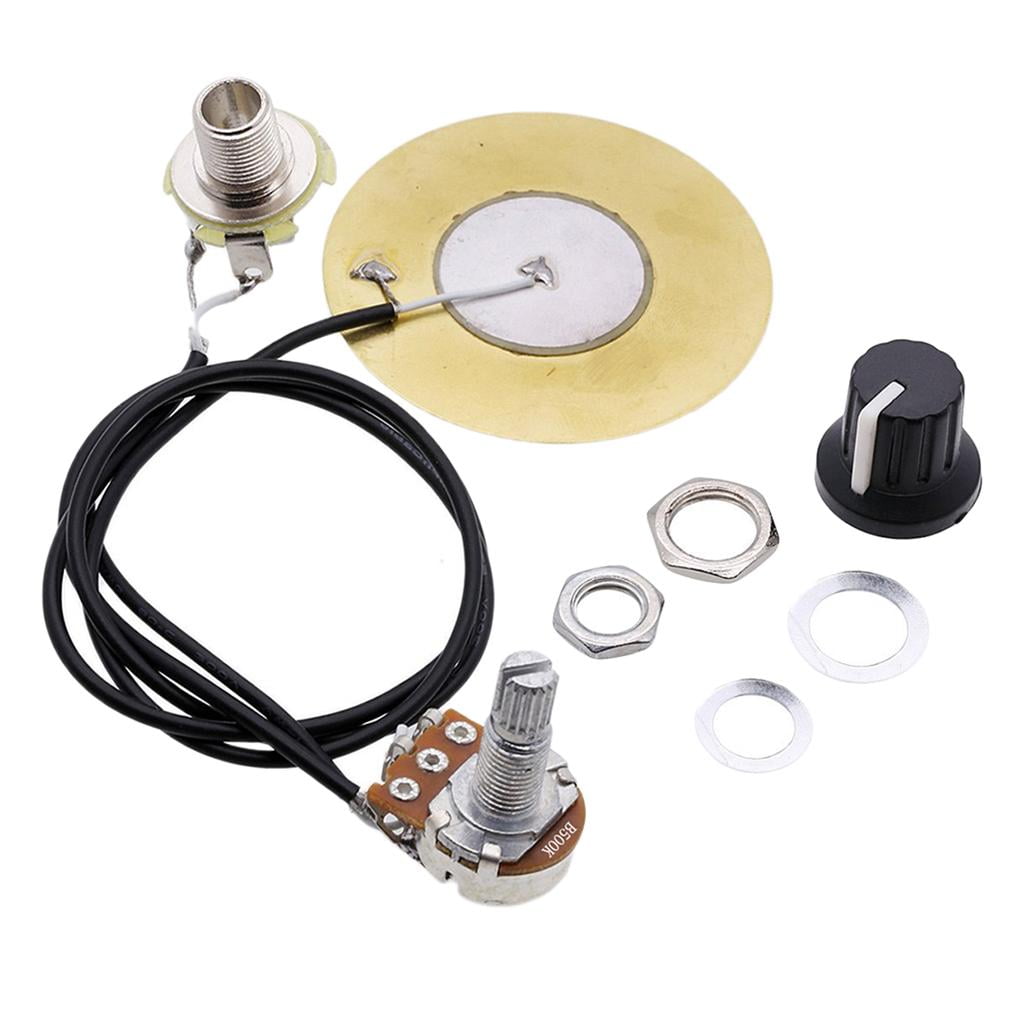 50mm Guitar Pickup Piezo Transducer Prewired Amplifier with 6.35mm Output for Acoustic Guitar Ukulele Box Guitar