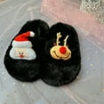 thumbnail image 2 of Kids Slippers Christmas Fall Winter House Comfortable Shoes Warm Platform Cozy Soft Open Toe Slip On Toddler Girl Shoes Black Sizes 5-6 Y, 2 of 4