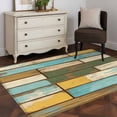 thumbnail image 3 of 3'x5' Rug for Living Room Bedroom, Brown Blue Vintage Washable Area Rugs Non-Slip Carpet Mats, Retro Farmhouse Elegant Pastoral Indoor Low Pile Area Rug Runner for Kitchen, Mudroom, 3 of 8