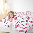 thumbnail image 3 of Castle Fairy Glam Cosmetic Print Twin Bedding 7-Piece,Pink Fashion Pattern Bedding Comforter Set,Pink White,Grey Reversible, 3 of 7