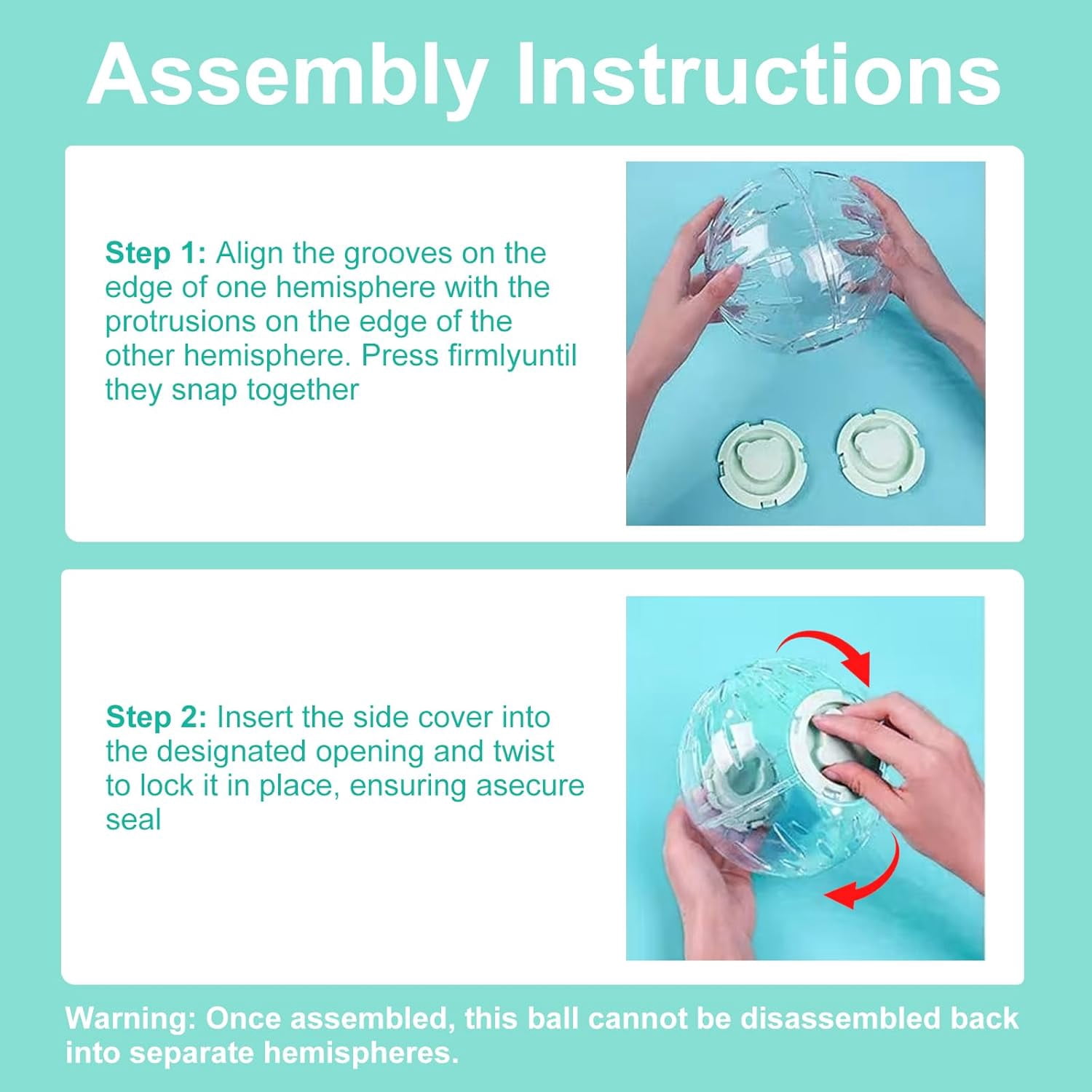 ABPETE Running Clear Plastic Balls with Blue Lock, Large Space, Easy to Clean, Portable Cage, for Hamsters(7.9 inch)