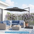 thumbnail image 3 of Costway Parasol Déporté de Patio 10 Pi avec Rotation à 360°, Évent, Base en Croix Incluse Gris, 3 of 10