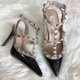 thumbnail image 1 of Valentino High Heels Women's Rivet Pointed Toe Two-Strap Three-Strap Leather Patent Leather Stiletto Heel Liu Ding Summer Sandals Women, 1 of 3