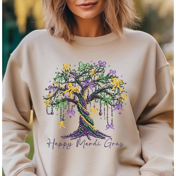 Mardi Gras Bead Tree Sweatshirt: Louisiana Carnival Shirt All Size S-5Xl