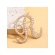 thumbnail image 1 of 1pc Letter R Shaped Pearl & Rhinestone Decor Brooch Pin, Fashionable Clothing Accessory, 1 of 4