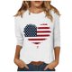 thumbnail image 1 of Blusas para las Mujeres Casual 3/4 Manga Cuello Redondo Impreso Suelto Superior, Mujer 3/4 Manga Tops Y Blusas, 1 of 4