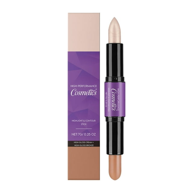 Lápiz reparador iluminador de doble cabezal que ilumina el corrector de forma natural, modelado tridimensional, cuerpo de bolígrafo rotatorio portátil, adecuado para maquillaje de viaje.