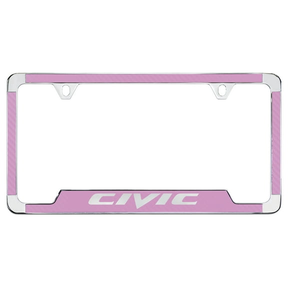 Honda Civic Pink Simulated Carbon Fiber License Plate Frame Holder