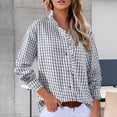 thumbnail image 5 of Endives Womens Button Down Blouse Plaid V Neck Casual Long Sleeve Tops Work Checkered Shirt Trendy Spring Outfit, 5 of 6