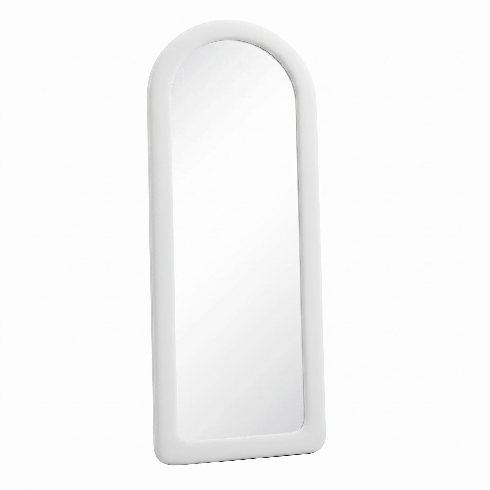 Gleamira 63"x24" Full Length Mirror Frame Arched Floor Mirror Flannel Wrapped Wooden Frame Hanging Leaning Mirror, White